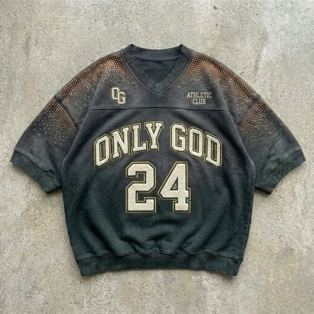 Faith League - Washed Black Short Sleeve Sweatshirt